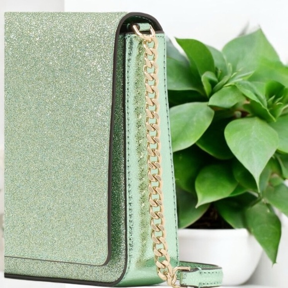 KATE SPADE NWT KENZIE GLITTER SPARKLY SEAWATER GREEN CONVERTIBLE CROSSBODY BAG - Picture 3 of 7